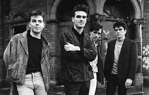 The Smiths in 1985. Left to right: Andy Rourke, Morrissey, Johnny Marr, Mike Joyce.