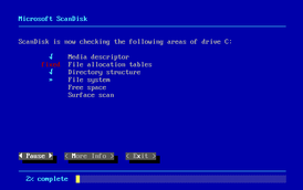 Скриншот программы Microsoft ScanDisk