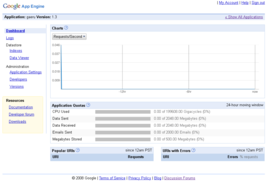 Скриншот программы Google App Engine